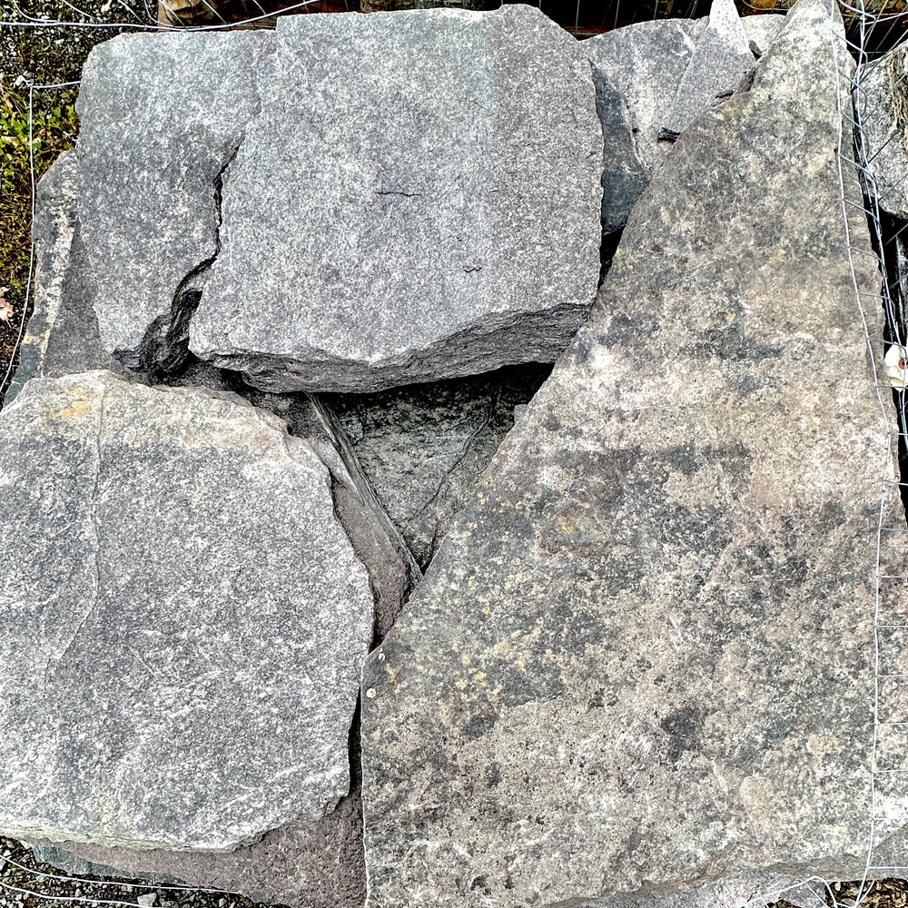 Grey Sparkle Flagstone- 2000 Pound Pallet – Lots of Plants